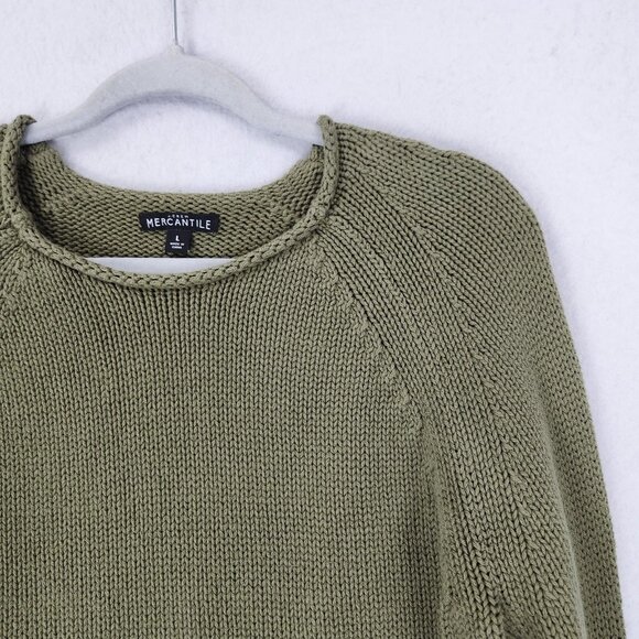J Crew Sweater Womens Large Green Mercantile Cotton Roll Neck Knit Pullover - Picture 2 of 9